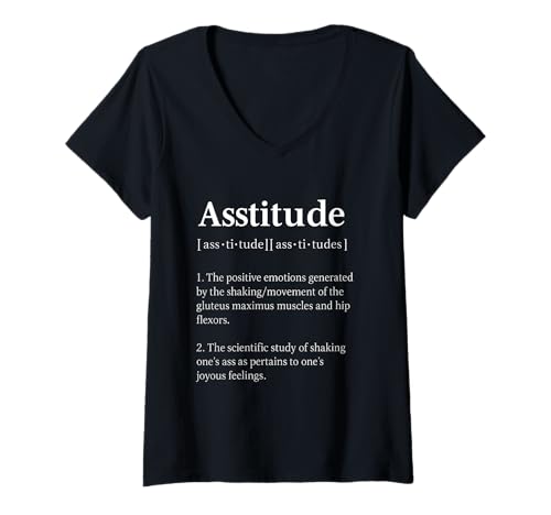 Damen Asstitude Lustige Definition Humor Freche Stimmung Vibes T-Shirt mit V-Ausschnitt Damen Asstitude Lustige Definition Humor Freche Stimmung Vibes T-Shirt mit V-Ausschnitt von Asstitude Wortspiel Mut Energie Selbstvertrauen