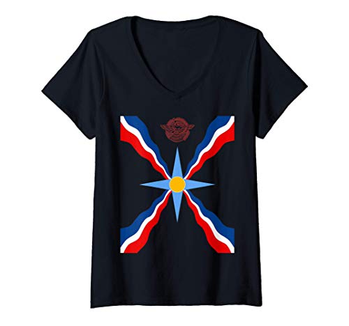 Damen Assyrian Ashur Flag Assyrian Flag Ator T-Shirt mit V-Ausschnitt von Assyrian infinity