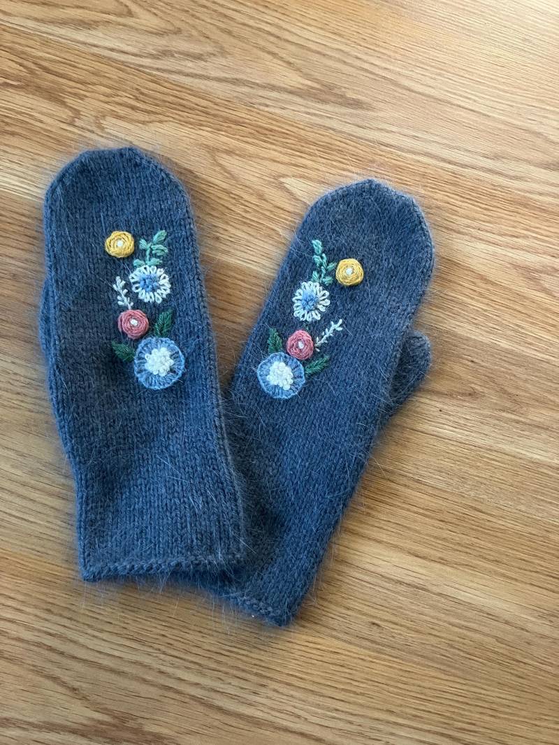 Handgestrickte Damenhandschuhe, Handgefertigte Winterhandschuhe, Damenhandschuhe - Blau von AstaWool