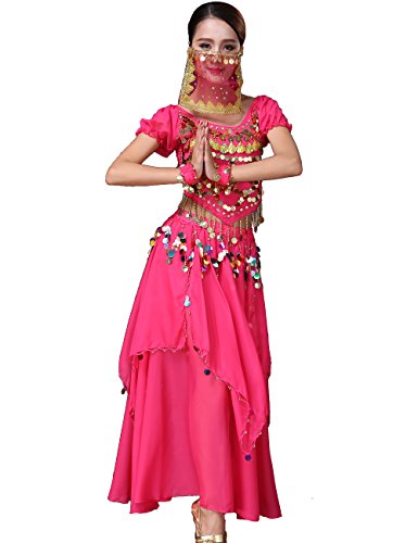 Astage Damen Tribal Röcke Bauchtanzkostüm Halloween Festival Partykleidung Hotpink von Astage