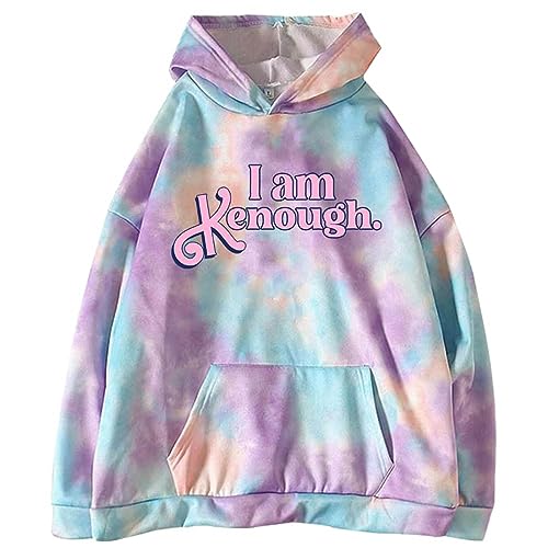 Astarcoo I am Kenough Hoodie Barbie 2023 Kapuzenpullover Sweatshirt Casual Oberteil 3D Druck Tie Dye Langarm Pullover für Männer Frauen Streetwear von Astarcoo