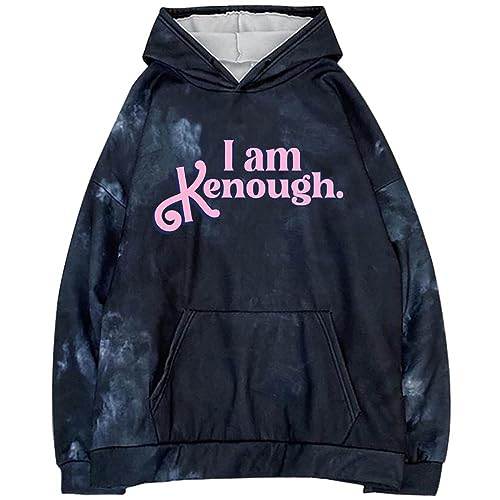 Astarcoo I am Kenough Hoodie Barbie 2023 Kapuzenpullover Sweatshirt Casual Oberteil 3D Druck Tie Dye Langarm Pullover für Männer Frauen Streetwear von Astarcoo