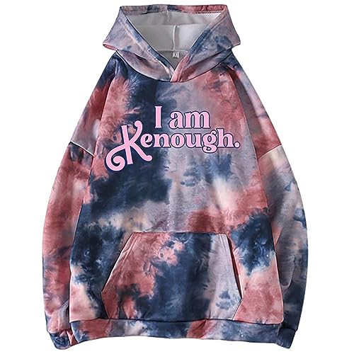 Astarcoo I am Kenough Hoodie Barbie 2023 Kapuzenpullover Sweatshirt Casual Oberteil 3D Druck Tie Dye Langarm Pullover für Männer Frauen Streetwear von Astarcoo