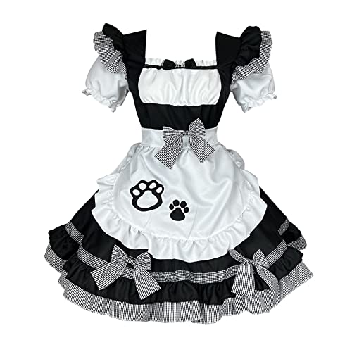 Astarcoo Japanisches Anime Cosplay Maid Dress Kawaii Lolita Dress Cat Dienstmädchen Halloween Karneval Kostüm für Frauen Mädchen, Schwarz, S von Astarcoo