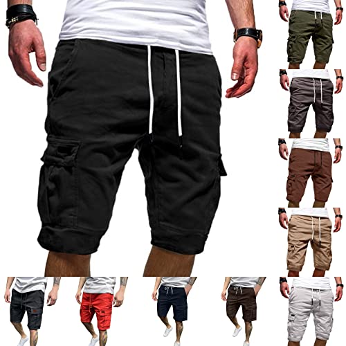 Astarcoo Kurze Hose Herren Cargo Shorts Sommer Baumwolle Cargohose Kurz Freizeithose mit 6 Taschen Stoffhose Sommerhose Bermuda Vintage Casual Einfarbig Sporthose Laufshorts Männer Shorts von Astarcoo