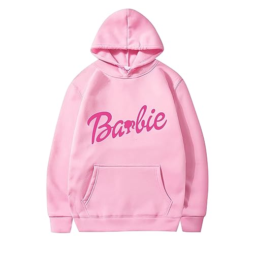 Astarcoo Pullover Damen Barbie Briefe Drucken Hoodie Sweatshirt mit Kapuze Herbst Winter Warm Oberteil Casual Sport Langarm Kapuzenpullover Tops Pulli Streetwear von Astarcoo