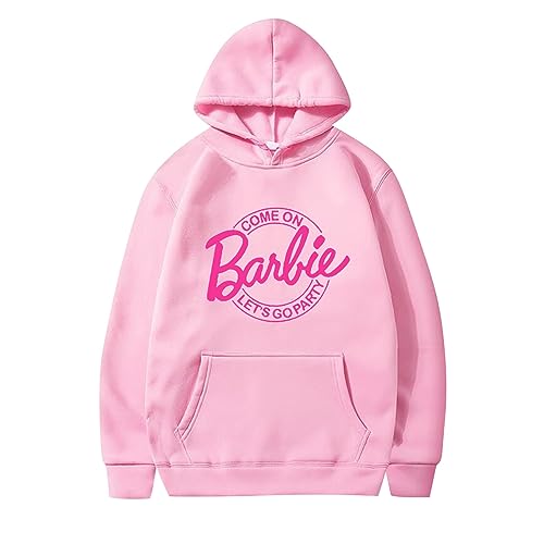 Astarcoo Pullover Damen Barbie Briefe Drucken Hoodie Sweatshirt mit Kapuze Herbst Winter Warm Oberteil Casual Sport Langarm Kapuzenpullover Tops Pulli Streetwear von Astarcoo