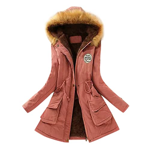 Astarcoo Winterjacke Damen mit Fellkapuze Winter Jacke Parka Mantel Warme Gefüttert Kunstfell Wintermantel Übergangsjacke Dicke Steppjacke Outdoor Fleecejacke Elegant Winterparka von Astarcoo