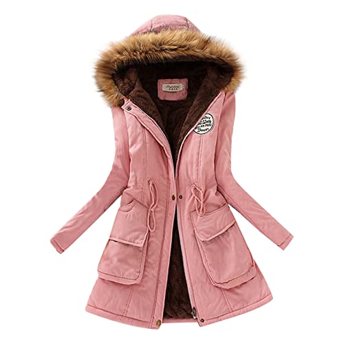 Astarcoo Winterjacke Damen mit Fellkapuze Winter Jacke Parka Mantel Warme Gefüttert Kunstfell Wintermantel Übergangsjacke Dicke Steppjacke Outdoor Fleecejacke Elegant Winterparka von Astarcoo