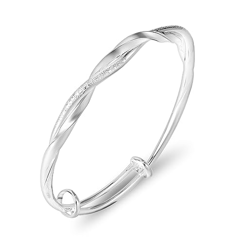 ASTER Armreif Damen 925 Sterling Silber Armband für Mädchen, Einstellbare Offene Twist Maschette Armreifen Silbernes Charm Armband für Geburtstag Jahrestag Schmuck Geschenk von ASTER