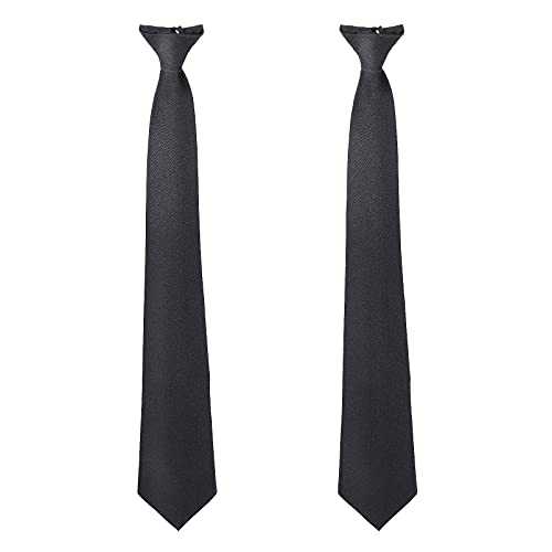 ASTER 2 Stück Schwarze Herren Krawatte Krawattenklammer Einfarbig Uniform krawattennadel Pre Tie Clips Verstellbare Krawatte Schwarz Schmal Men's Clip Tie für Hochzeit Abschluss Schuluniform von ASTER