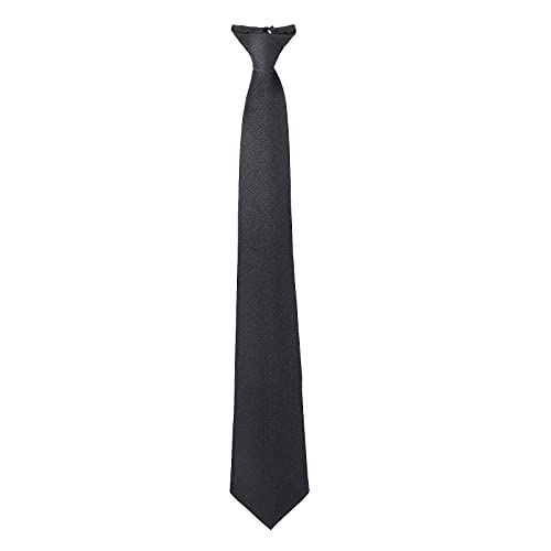 ASTER Schwarze Herren Krawatte Jungen Herren Men's Clip Tie Schmal Krawattenklammer Einfarbig Uniform Pre Tie Verstellbare Krawatte Schwarze für Hochzeit Abschluss Schuluniform von ASTER