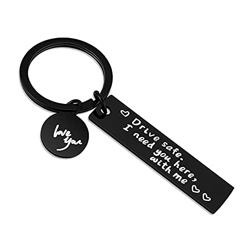 Schlüsselanhänger Personalisiert Edelstahl Key Chain Geschenk Motorrad Schlüsselanhänger Safe Driving I Need You By My Side Herren Damen Schlüsselanhänger Familie geeignet Ehemann Ehefrau Freund von ASTER