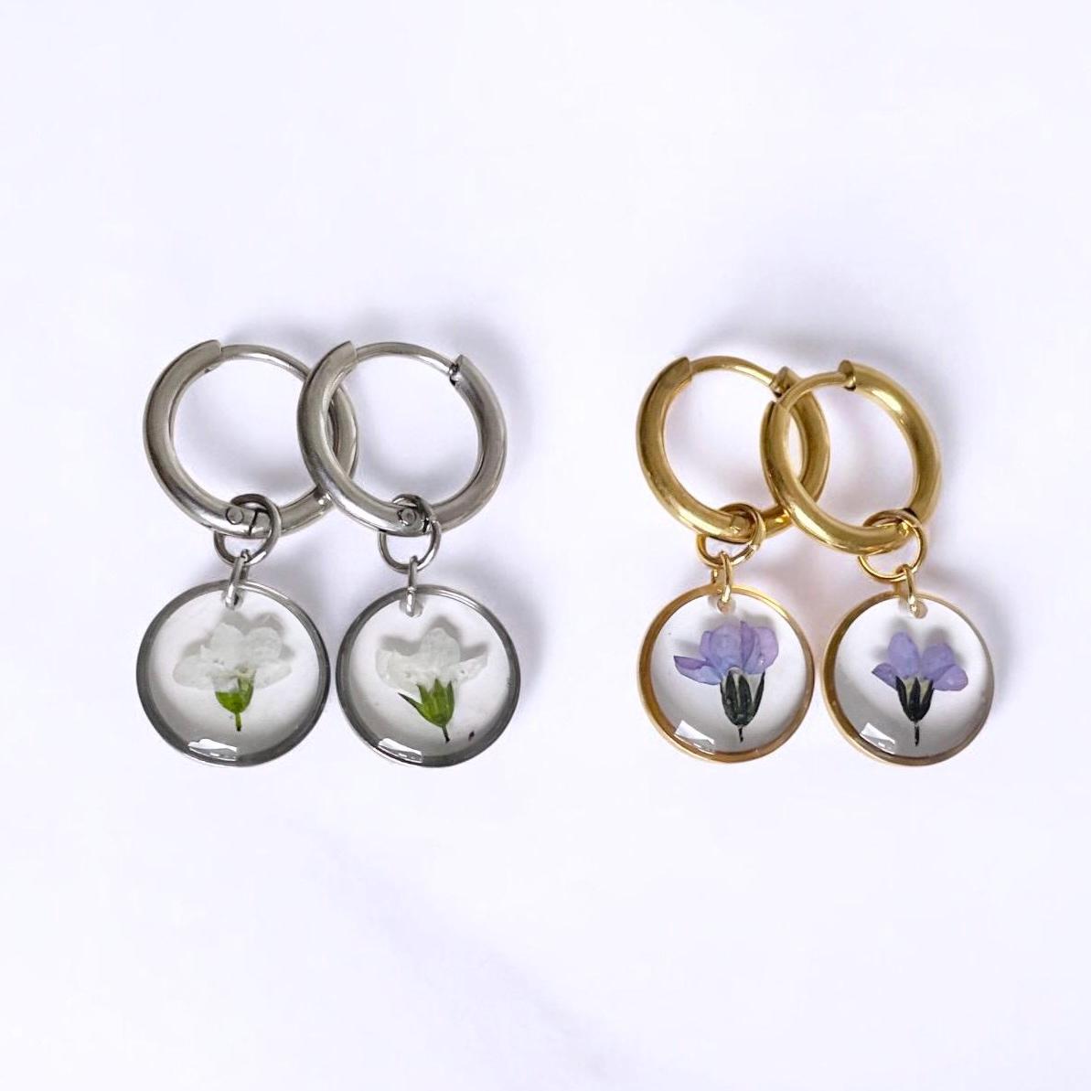 Vergissmeinnicht Ohrringe, Gepresste Wildblumen - Steckohrringe Aus Hypoallergenem Edelstahl in Gold/Silber, Handgemacht von AsteraceaShop