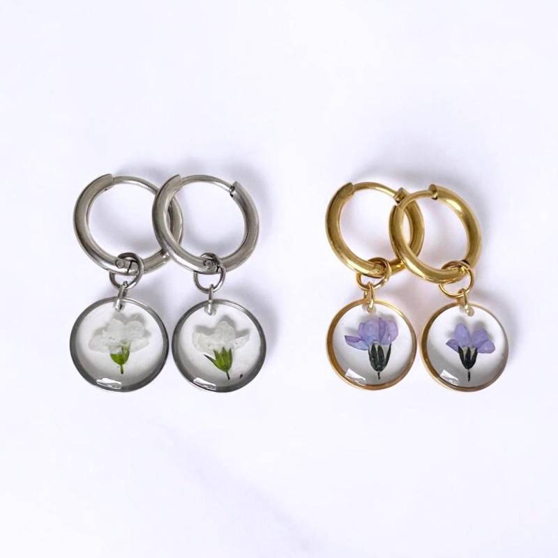 Vergissmeinnicht Ohrringe, Gepresste Wildblumen - Steckohrringe Aus Hypoallergenem Edelstahl in Gold/Silber, Handgemacht von AsteraceaShop