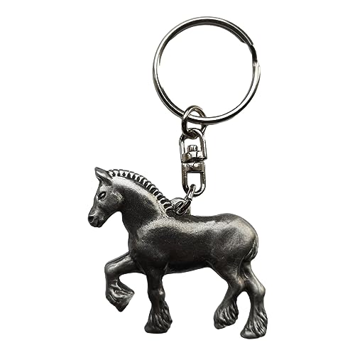 Shire Horse Schlüsselanhänger (Schlüsselanhänger), feines englisches Zinn., silber, M, Modern von Asteria Accessories