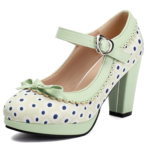Asterisco Damen Blockabsatz Mary Jane mit Plateau Daily High Schuhe Schuhe-240397 Grün Gr 40.5 EU/42Cn Asterisco Damen Blockabsatz Mary Jane mit Plateau Daily High Schuhe Schuhe-240397 Grün Gr 40.5 EU/42Cn von Asterisco