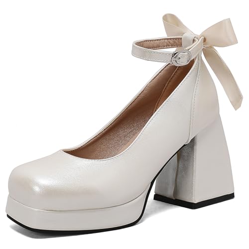 Asterisco Damen Blockabsatz Plateau mit Plateau Mary Jane High Schuhe Schuhe-240210 Weiß Gr 43 EU/45Cn Asterisco Damen Blockabsatz Plateau mit Plateau Mary Jane High Schuhe Schuhe-240210 Weiß Gr 43 EU/45Cn von Asterisco