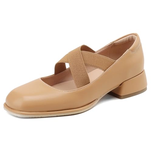 Asterisco Damen Blockieren Fersenpumps Daily Mitte Absatz Schuhe-240342 Khaki Gr 40.5 EU/42Cn von Asterisco