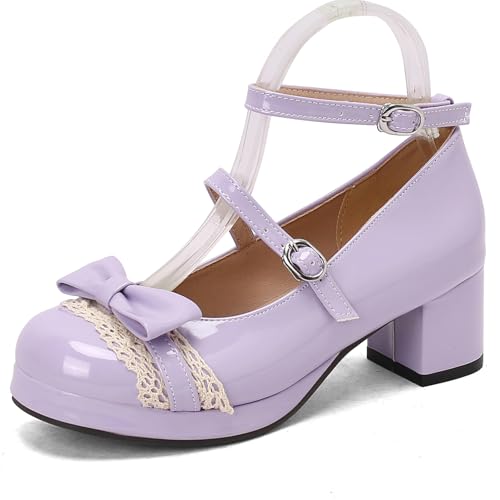 Asterisco Damen Blockieren Fersenpumps mit Plateau Abendschuhe Mitte Absatz Schuhe-240370 Violett Gr 40.5 EU/42Cn von Asterisco