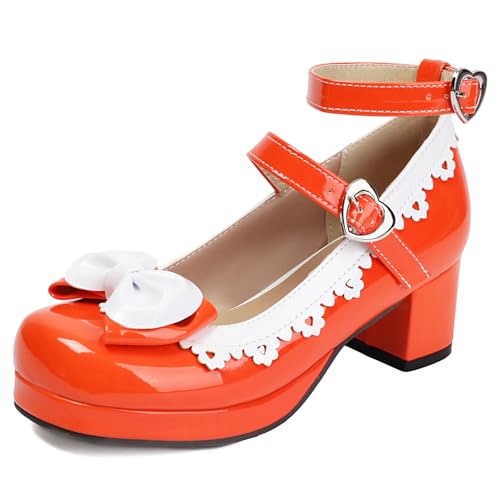 Asterisco Damen Blockieren Fersenpumps mit Plateau Mary Jane Mitte Absatz Schuhe-240438 Orange Gr 40.5 EU/42Cn Asterisco Damen Blockieren Fersenpumps mit Plateau Mary Jane Mitte Absatz Schuhe-240438 Orange Gr 40.5 EU/42Cn von Asterisco