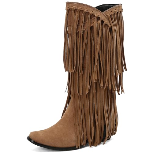 Asterisco Damen Hohe Stiefel Block Mitte Absatz Ohne Verschluss Pointed Toe 240888 Gelb Gr 34 EU von Asterisco