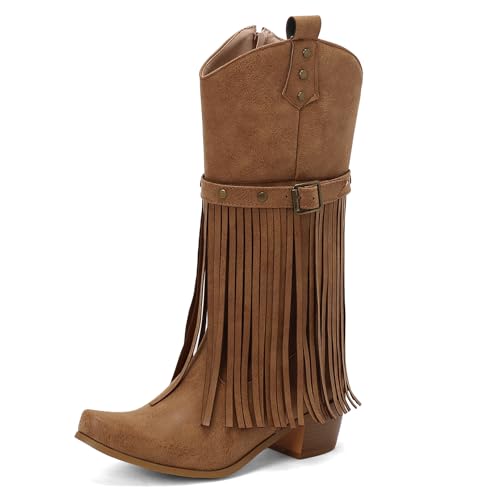 Asterisco Damen Hohe Stiefel Block Mitte Absatz Reißverschluss Pointed Toe 240881 Gelb Gr 40 EU/41Cn von Asterisco