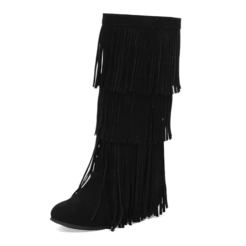 Asterisco Damen Hohe Stiefel Flach Ohne Verschluss Runde Zehen 240785 Schwarz Gr 34 EU von Asterisco