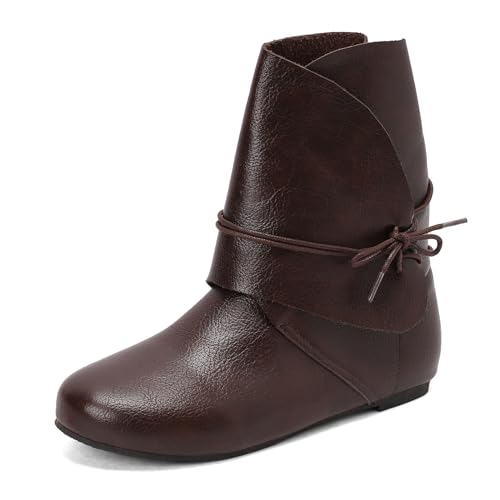 Asterisco Damen Hohe Stiefel Flach Ohne Verschluss Runde Zehen 240863 Dark-Braun Gr 37 EU/38Cn von Asterisco
