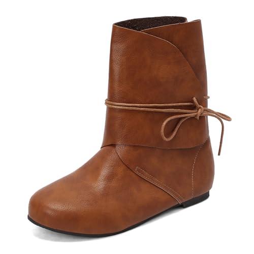 Asterisco Damen Hohe Stiefel Flach Ohne Verschluss Runde Zehen 240863 Gelb Gr 40.5 EU/42Cn von Asterisco