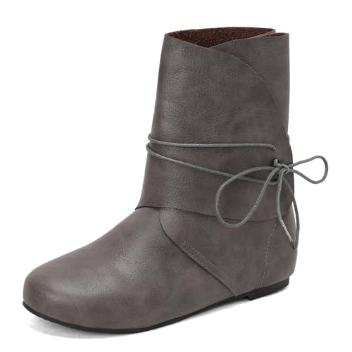 Asterisco Damen Hohe Stiefel Flach Ohne Verschluss Runde Zehen 240863 Grau Gr 40.5 EU/42Cn von Asterisco