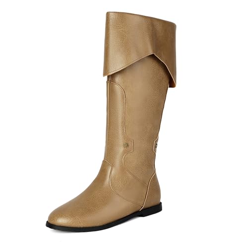 Asterisco Damen Hohe Stiefel Flach Reißverschluss Runde Zehen 240860 Khaki Gr 42 EU/44Cn von Asterisco