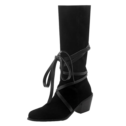 Asterisco Damen Hohe Stiefel Hohen Blockabsatz Ohne Verschluss Pointed Toe 240948 Schwarz Gr 35 EU von Asterisco