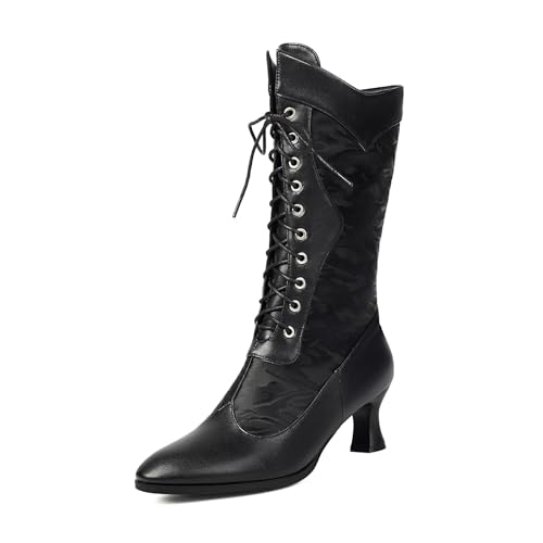 Asterisco Damen Hohe Stiefel Kitten Heel Reißverschluss Pointed Toe 240883 Schwarz Gr 38 EU/39Cn von Asterisco