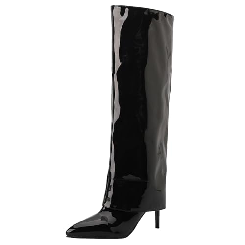 Asterisco Damen Hohe Stiefel Stiletto Höhe Ferse Ohne Verschluss Pointed Toe 240954 Schwarz Gr 39 EU/40Cn von Asterisco