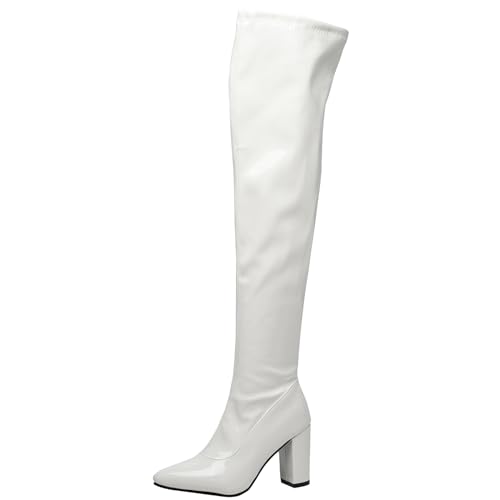 Asterisco Damen Overknee Stiefel Hohen Blockabsatz Reißverschluss Pointed Toe 240932 Weiß Gr 40.5 EU/42Cn Asterisco Damen Overknee Stiefel Hohen Blockabsatz Reißverschluss Pointed Toe 240932 Weiß Gr 40.5 EU/42Cn von Asterisco