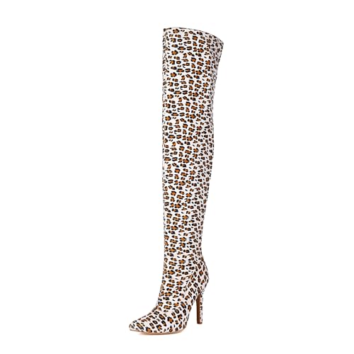 Asterisco Damen Overknee Stiefel Stiletto Höhe Ferse Reißverschluss Pointed Toe 240805 Weiß Gr 40.5 EU/42Cn von Asterisco
