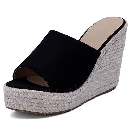 Asterisco Damen Plateau Mules Hohen Keilabsatz Strapless 240456 Sandals Schwarz Gr 40 EU/41Cn von Asterisco