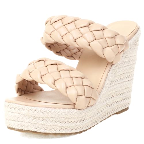 Asterisco Damen Plateau Mules Hohen Keilabsatz Strapless 240461 Sandals Aprikose Gr 35 EU von Asterisco