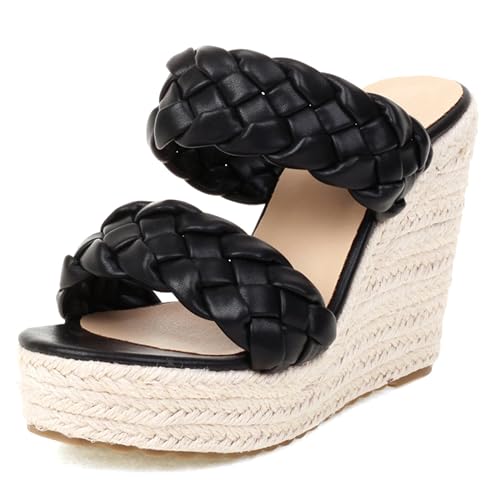 Asterisco Damen Plateau Mules Hohen Keilabsatz Strapless 240461 Sandals Schwarz Gr 36 EU von Asterisco