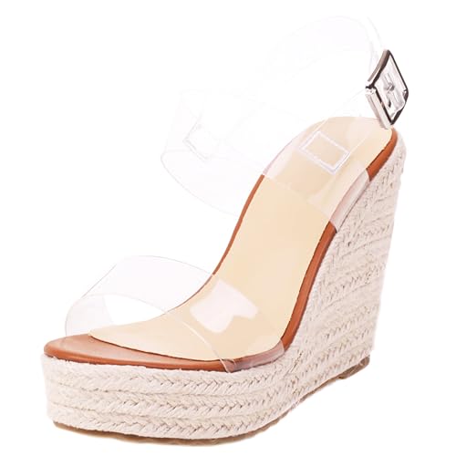 Asterisco Damen Plateau Mules Hohen Keilabsatz Strapless 240463 Sandals Braun Gr 38 EU/39Cn von Asterisco