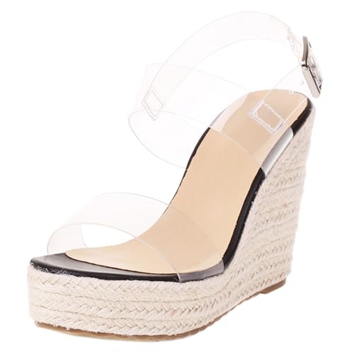 Asterisco Damen Plateau Mules Hohen Keilabsatz Strapless 240463 Sandals Schwarz Gr 37 EU/38Cn von Asterisco