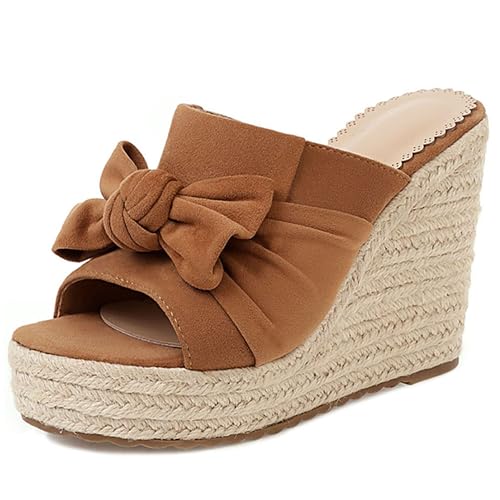 Asterisco Damen Plateau Mules Hohen Keilabsatz Strapless 240470 Sandals Braun-Tuo Gr 37 EU/38Cn von Asterisco