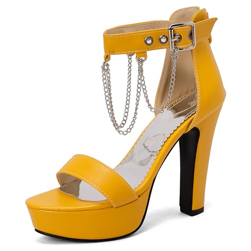Asterisco Damen Plateau Sandals Hohen Blockabsatz Knöchelriemchen 240186 Kleid Sandales Gelb Gr 44 EU/46Cn Asterisco Damen Plateau Sandals Hohen Blockabsatz Knöchelriemchen 240186 Kleid Sandales Gelb Gr 44 EU/46Cn von Asterisco