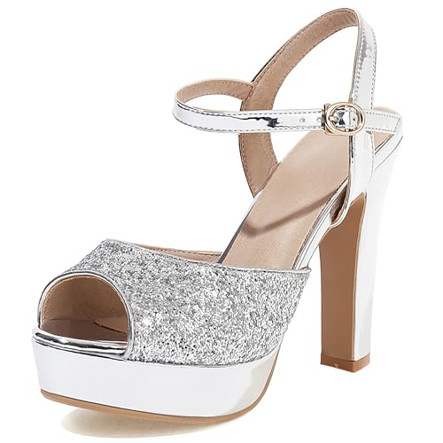 Asterisco Damen Plateau Sandals Hohen Blockabsatz Knöchelriemchen 240220 Glitzer Sandals Silber Gr 40.5 EU/42Cn Asterisco Damen Plateau Sandals Hohen Blockabsatz Knöchelriemchen 240220 Glitzer Sandals Silber Gr 40.5 EU/42Cn von Asterisco