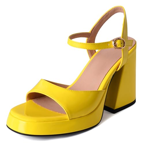 Asterisco Damen Plateau Sandals Hohen Blockabsatz Knöchelriemchen 240330 Kleid Sandales Gelb Gr 40.5 EU/42Cn Asterisco Damen Plateau Sandals Hohen Blockabsatz Knöchelriemchen 240330 Kleid Sandales Gelb Gr 40.5 EU/42Cn von Asterisco