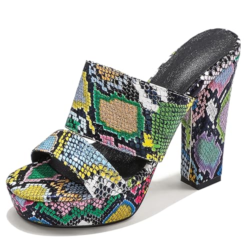 Asterisco Damen Plateau Sandals Hohen Blockabsatz Strapless 240387 Sandals Multi-Color Gr 40.5 EU/42Cn von Asterisco