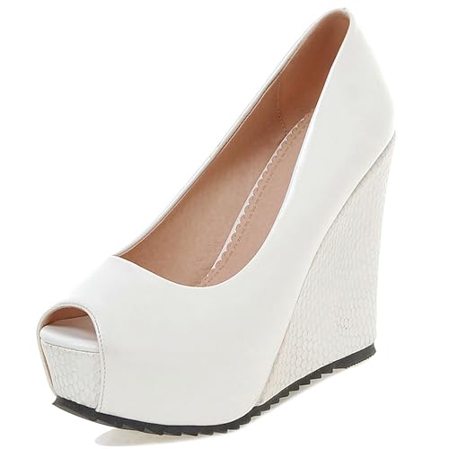 Asterisco Damen Plateau Sandals Hohen Keilabsatz Strapless 240447 Sandals Weiß Gr 36.5 EU/37Cn von Asterisco