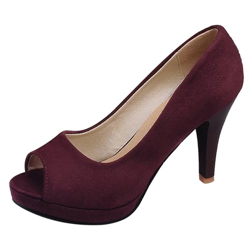 Asterisco Damen Plateau Sandals Hohen Trichterabsatz Strapless 240472 Sandals Rotwein Gr 41 EU/43Cn von Asterisco