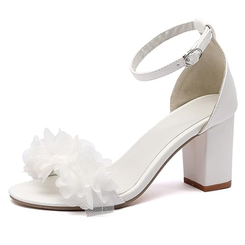 Asterisco Damen-Sandalen mit Blockabsatz Knöchelriemchen Blumes High Sandalen Offene Zeh Schnalle Elegant Dancing Sandals, X17755Rn Weiß Gr 38 EU/39Cn Asterisco Damen-Sandalen mit Blockabsatz Knöchelriemchen Blumes High Sandalen Offene Zeh Schnalle Elegant Dancing Sandals, X17755Rn Weiß Gr 38 EU/39Cn von Asterisco